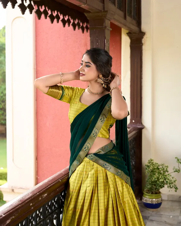 Parrot_Green_Colour_Cotton_Silk_Designer_Lehenga_Choli_For_Women