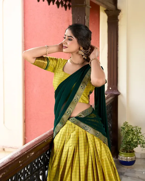 Parrot_Green_Colour_Cotton_Silk_Designer_Lehenga_Choli_For_Women