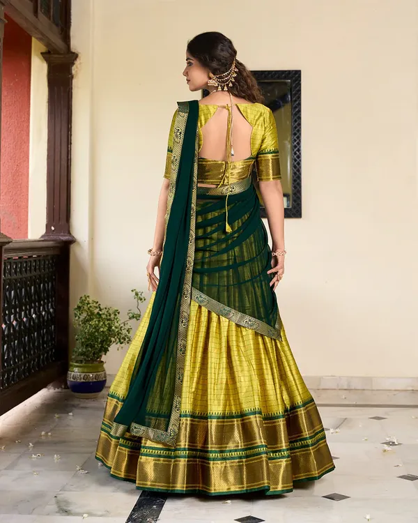 Parrot_Green_Colour_Cotton_Silk_Designer_Lehenga_Choli_For_Women
