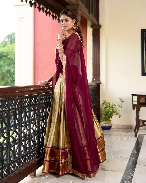 Chikoo_Colour_Cotton_Silk_Designer_Lehenga_Choli_For_Women