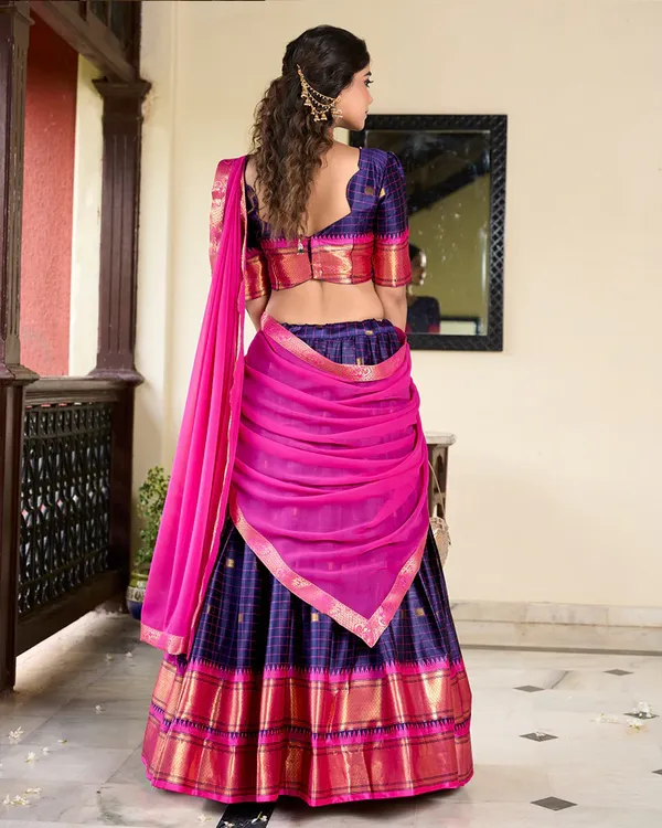 Navy_Blue_Colour_Cotton_Silk_Designer_Lehenga_Choli_For_Women