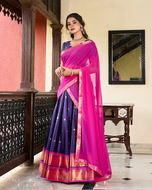 Navy_Blue_Colour_Cotton_Silk_Designer_Lehenga_Choli_For_Women