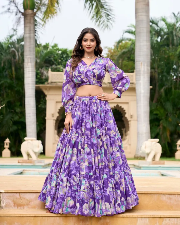 Purple_Colour_Georgette_Printed_Crop_Top_Lehenga_Choli_For_Women