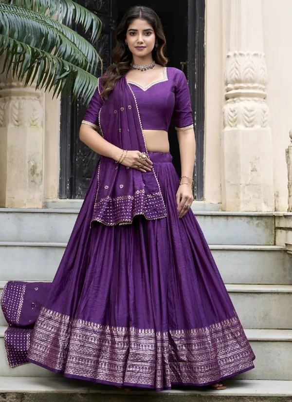 Dark_Purple_Chanderi_Weaving_Festival_Wear_Readymade_Lehenga_Choli_For_Women