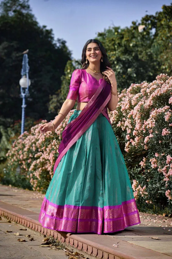 Sky_Blue_Kanchipuram_Weaving_Traditional_Wear_Lehenga_Choli_For_Women