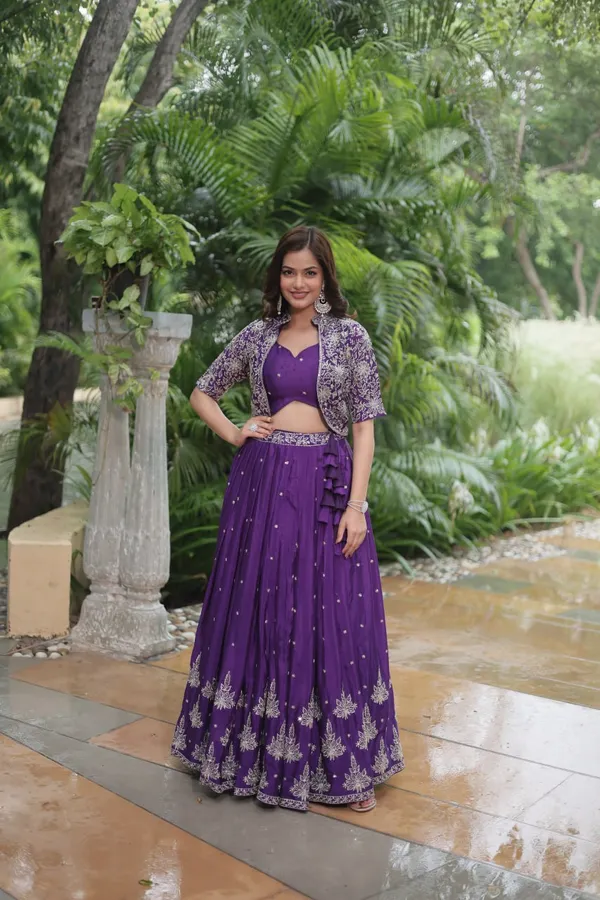Rich_Thread-Sequins_Embroidered_Koti_&_Pure_Chinon_Lehenga_For_Women