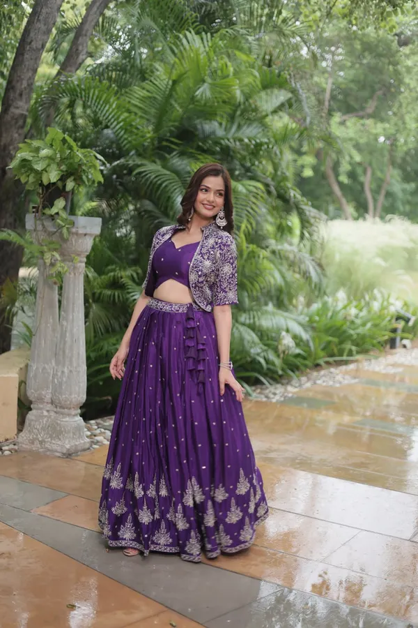 Rich_Thread-Sequins_Embroidered_Koti_&_Pure_Chinon_Lehenga_For_Women