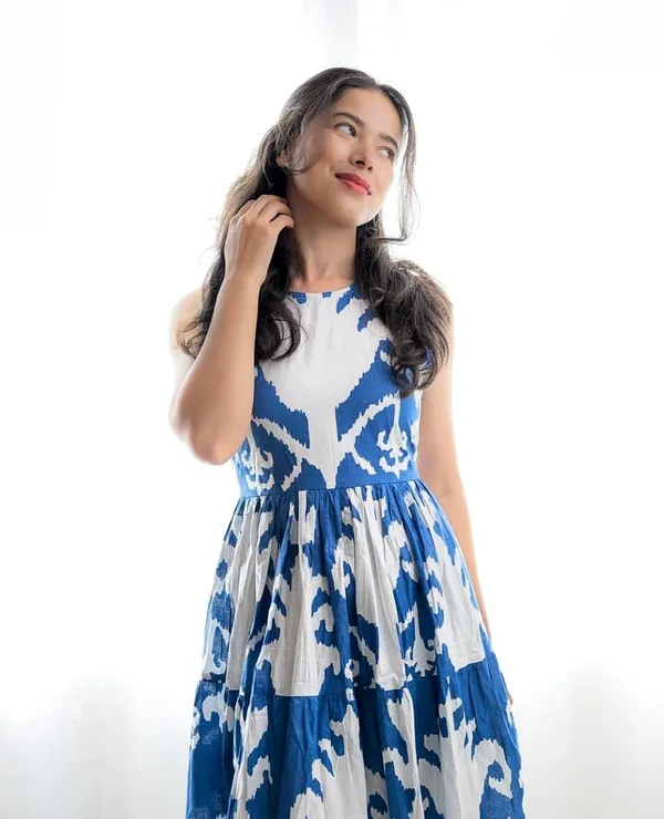 Only_2_Left_-_Cotton_Printed_Lotus_Flower_Midi_Dress_For_Women