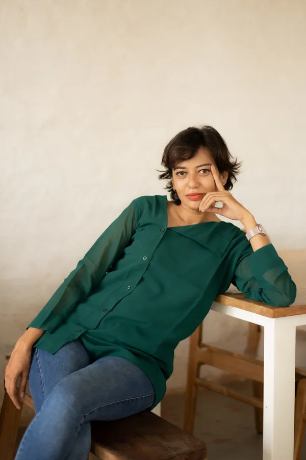 Green_Georgette_Office_Wear_Top_For_Women