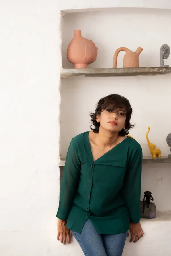 Green_Georgette_Office_Wear_Top_For_Women