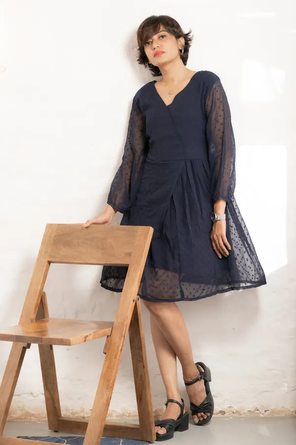 Georgette_Ruffle_Hem_Wrap_Mini_Dress_For_Women