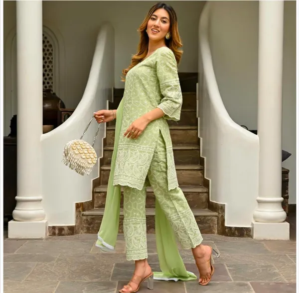 Pista_Green_Chikankari_Embroidered_Kurta_Pant_&_Dupatta_For_Women