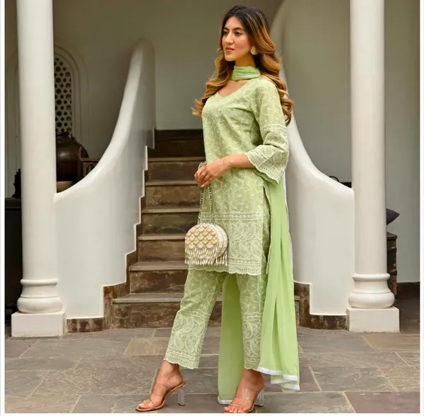 Pista_Green_Chikankari_Embroidered_Kurta_Pant_&_Dupatta_For_Women