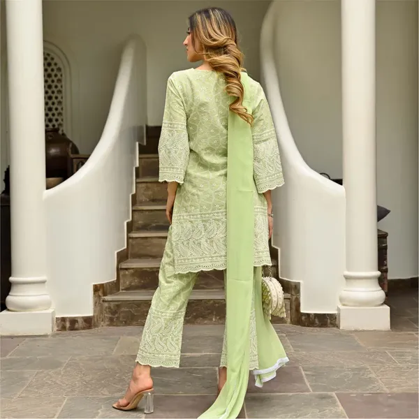 Pista_Green_Chikankari_Embroidered_Kurta_Pant_&_Dupatta_For_Women