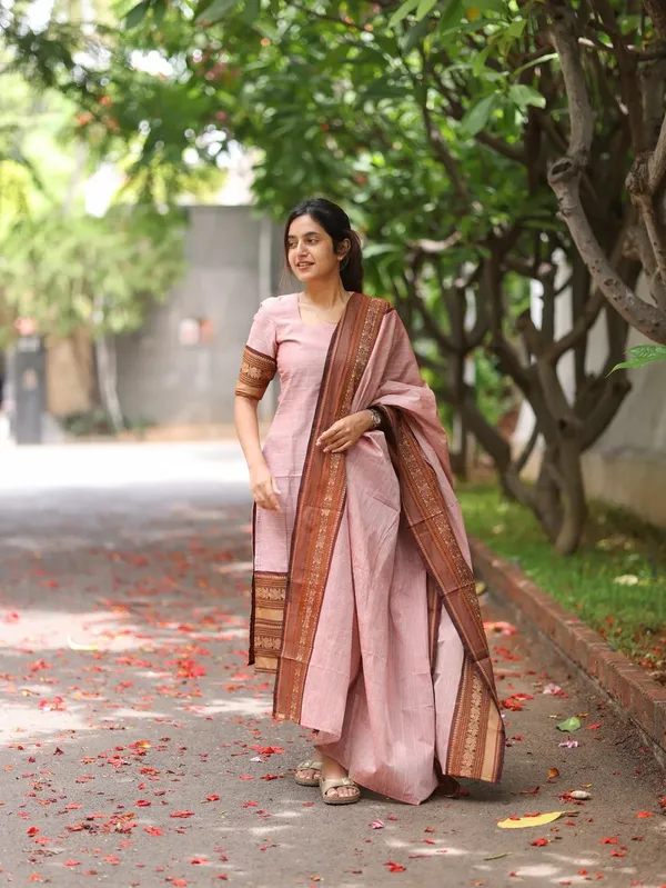 Pastel_Pink_Kanchi_Cotton_South_Cultural_Designed_Kurta_Pant_&_Dupatta_For_Women