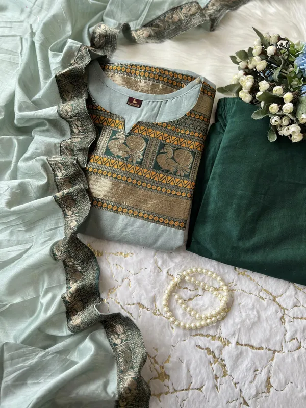 Pastel_Green_Kanchi_Cotton_South_Cultural_Designed_Kurta_Pant_&_Dupatta_For_Women