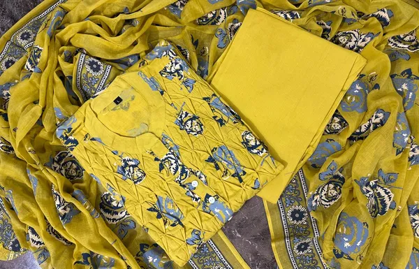 Floral_Pantex_Block_Printed_Kurti_Pant_&_Dupatta_For_Women