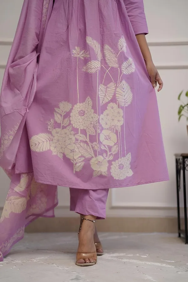 Purple_Cotton_Printed_Weaving_&_Printed_Kurta_Pant_With_Dupatta_For_Women