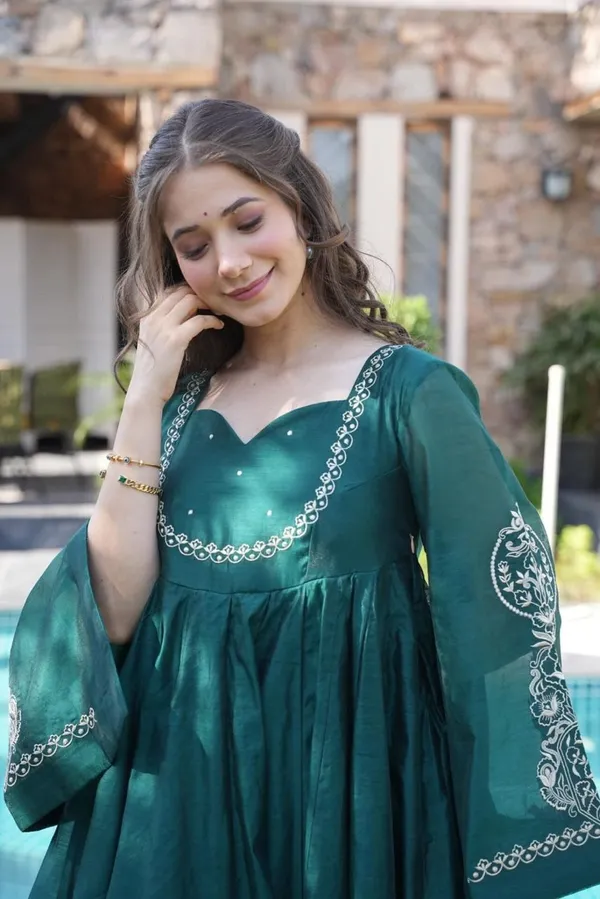 Teal_Chinon_Silk_Embroidered_Anarkali_Suit_For_Women