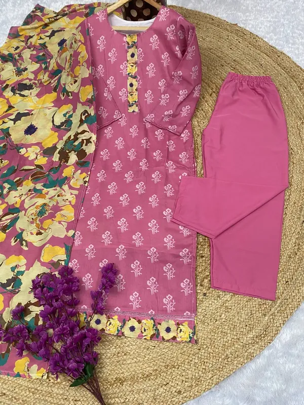 Muslin_Printed_Comfy_Kurta_Pant_&_Dupatta_Set_-_0Nly_One_Left_For_Women