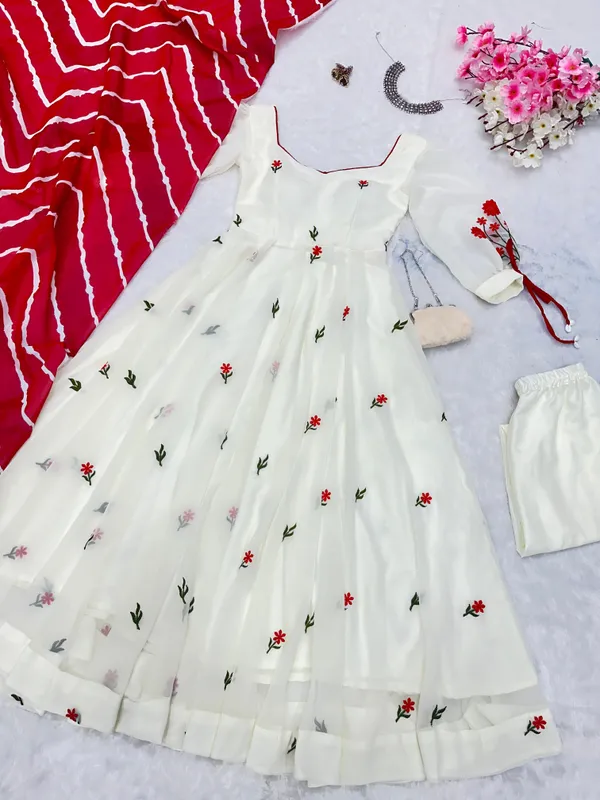 White_Georgette_Embroidered_Anarkali_Suit_For_Women