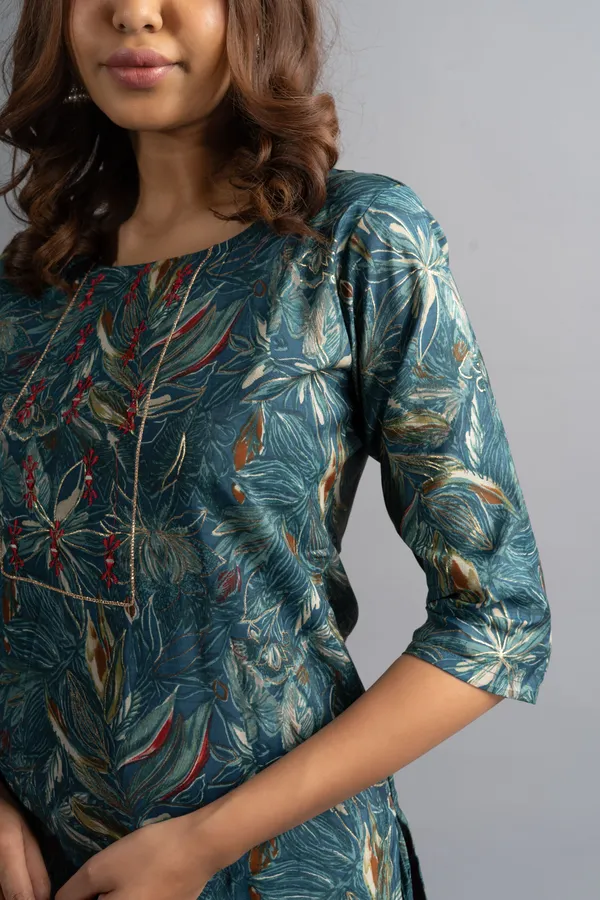 Cotton_Printed_A-Line_Kurta_-_Ultramarine_Blue_For_Women