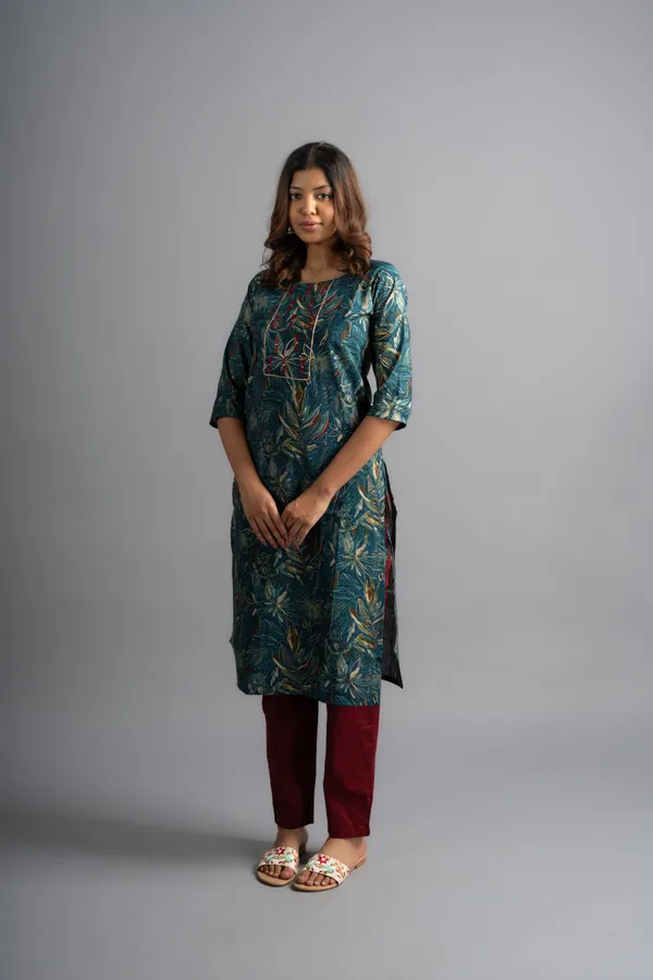 Cotton_Printed_A-Line_Kurta_-_Ultramarine_Blue_For_Women