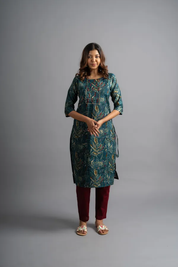 Cotton_Printed_A-Line_Kurta_-_Ultramarine_Blue_For_Women