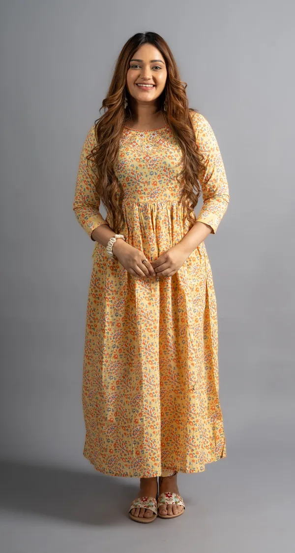 Floral_Printed_&_Embroidered_Flared_Kurta_With_Pants_&_Dupatta_-_Yellow_(Set_Of_2)_For_Women