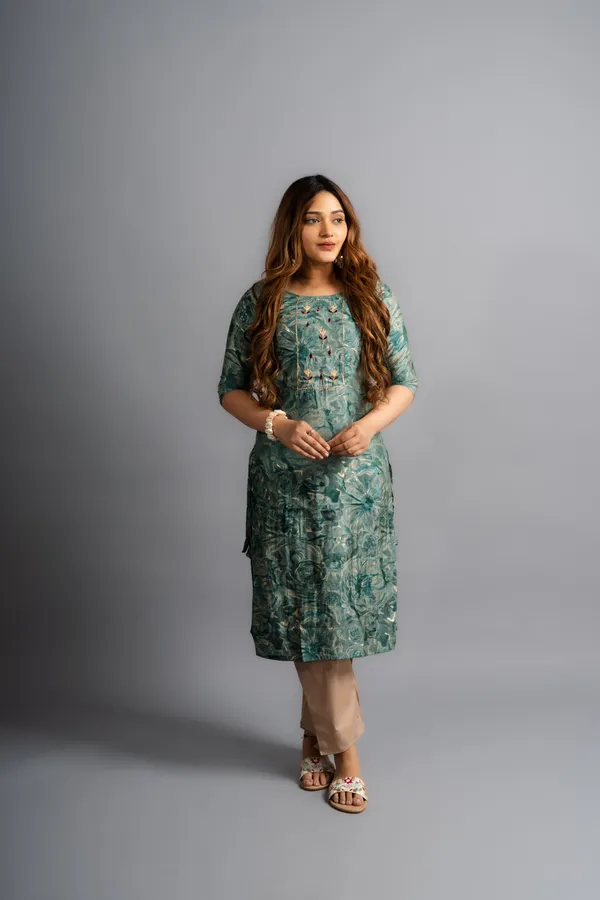 Cotton_Printed_A-Line_Kurta_-_Rama_Green_For_Women