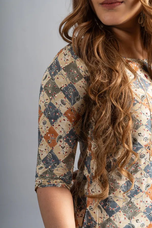 Cotton_Printed_A-Line_Kurta_-_Biege_White_For_Women