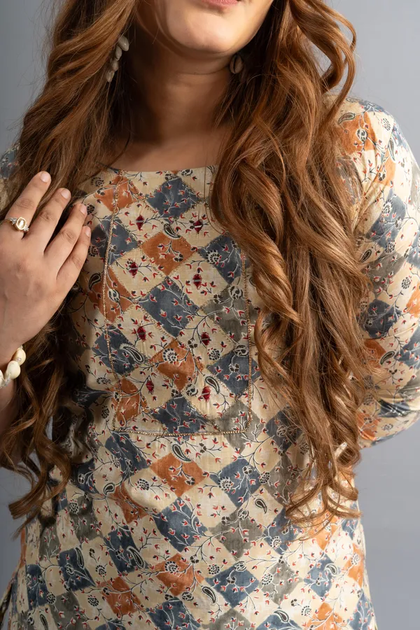 Cotton_Printed_A-Line_Kurta_-_Biege_White_For_Women