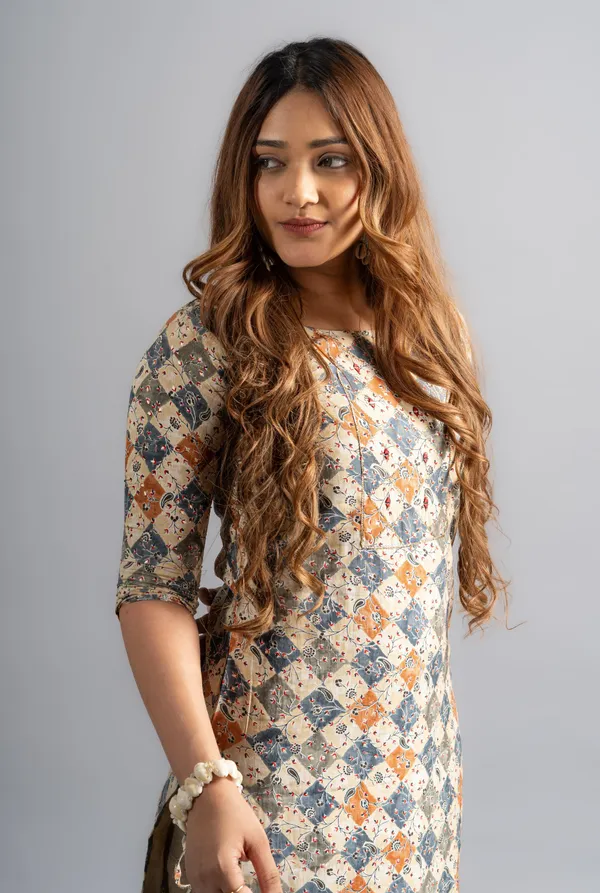 Cotton_Printed_A-Line_Kurta_-_Biege_White_For_Women