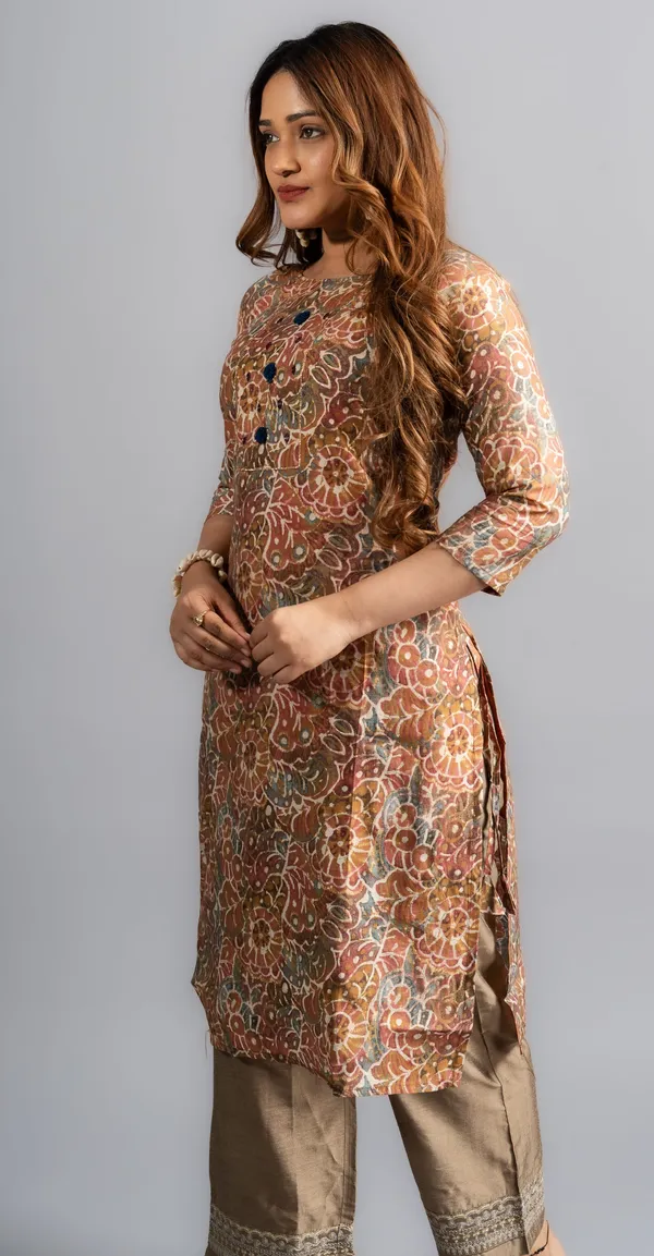 Cotton_Printed_A-Line_Kurta_-Olive_Brown_For_Women