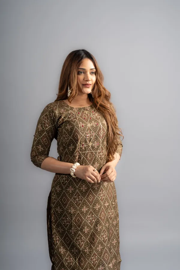 Cotton_Printed_A-Line_Kurta_-_Henna_Green_For_Women