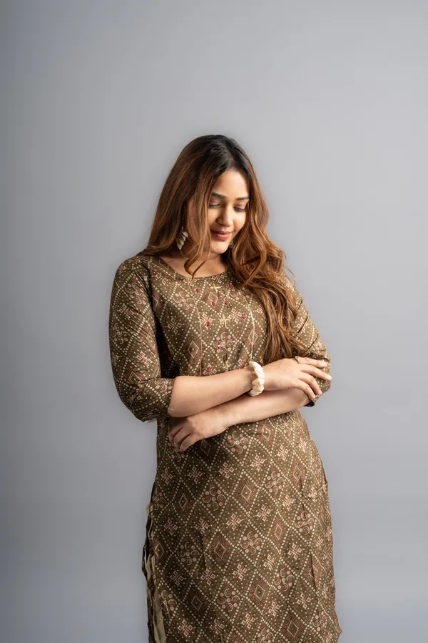 Cotton_Printed_A-Line_Kurta_-_Henna_Green_For_Women