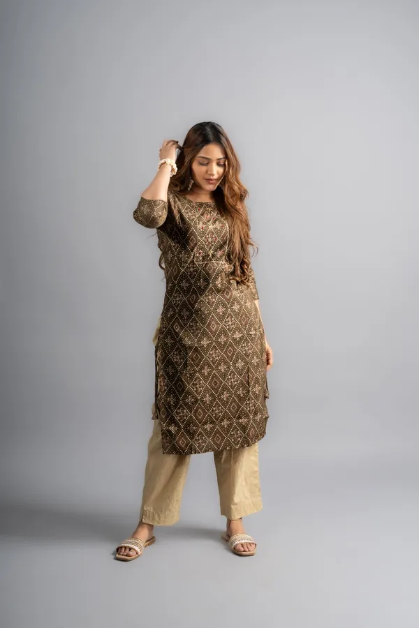 Cotton_Printed_A-Line_Kurta_-_Henna_Green_For_Women