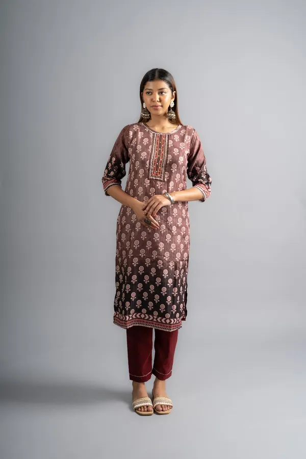 Brown_Ombre_Silk_Floral_Embroidered_Kurta_&_Pant_With_Dupatta_(Set_Of_3)_For_Women