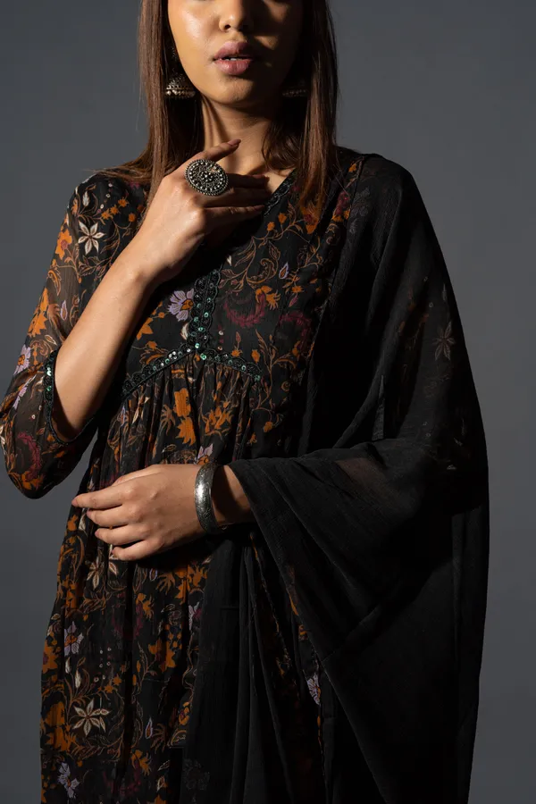 Floral_Printed_Beads_&_Embroidered_Flared_Kurta_With_Pants_&_Dupatta_-_Black_(Set_Of_3)_For_Women