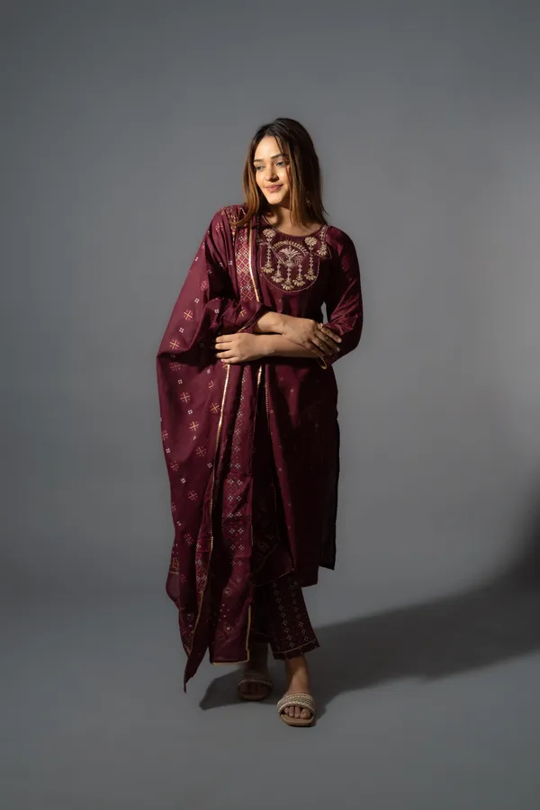 Plum_Silk_Printed_Kurta_Pants_With_Dupatta_(Set_Of_3)_For_Women