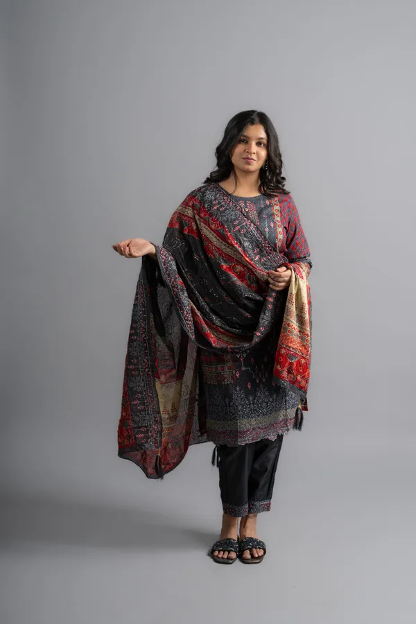 Dark_Grey_Cotton_Embroidered_Kurta_Pants_With_Dupatta_(Set_Of_3)_For_Women