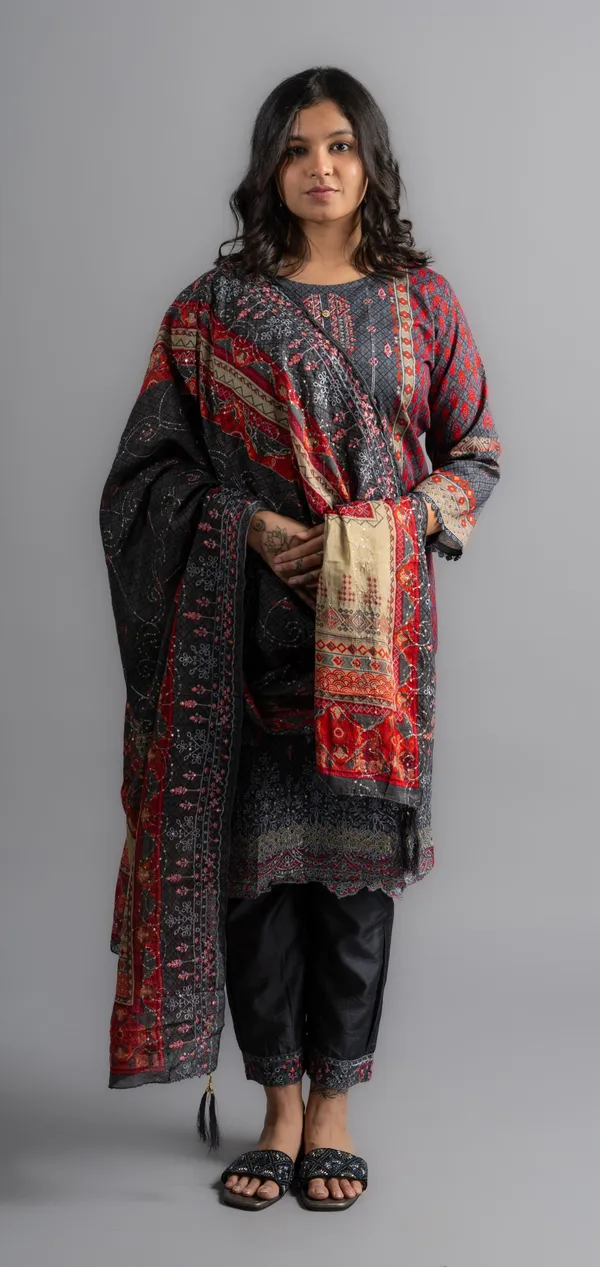 Dark_Grey_Cotton_Embroidered_Kurta_Pants_With_Dupatta_(Set_Of_3)_For_Women