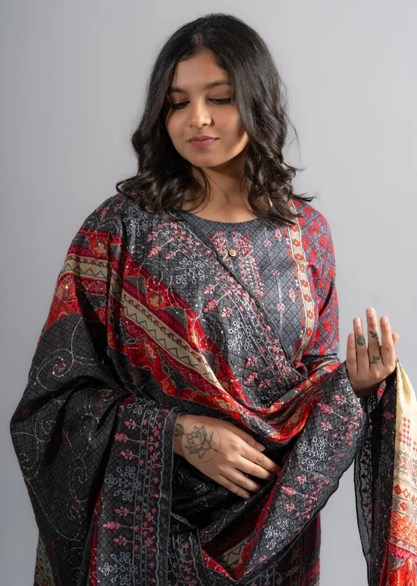 Dark_Grey_Cotton_Embroidered_Kurta_Pants_With_Dupatta_(Set_Of_3)_For_Women