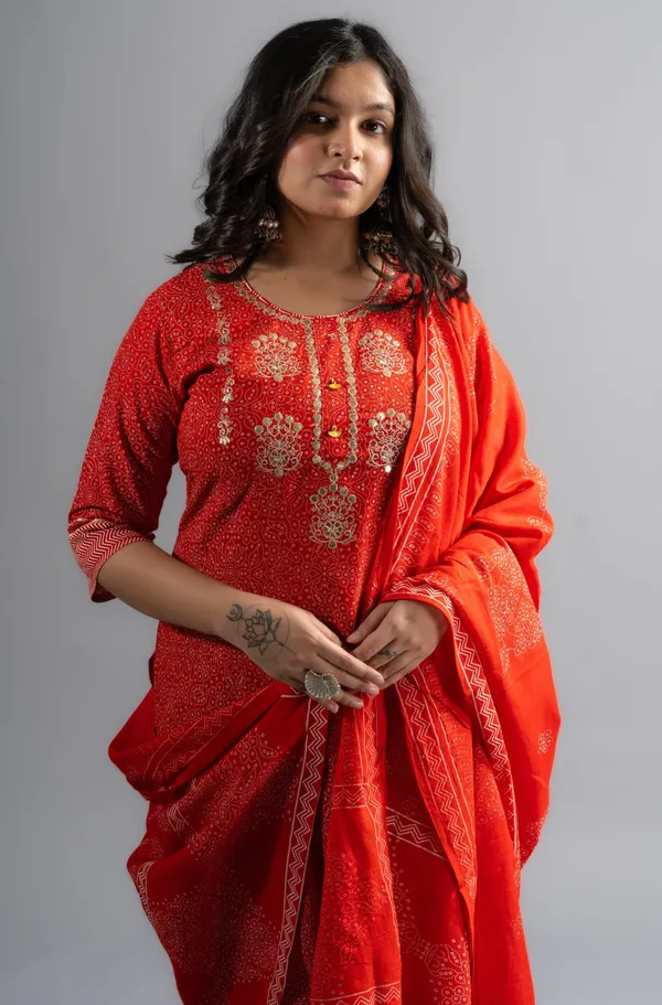 Tomato_Red_Cotton_Printed_Kurta_Pants_With_Dupatta_(Set_Of_3)_For_Women