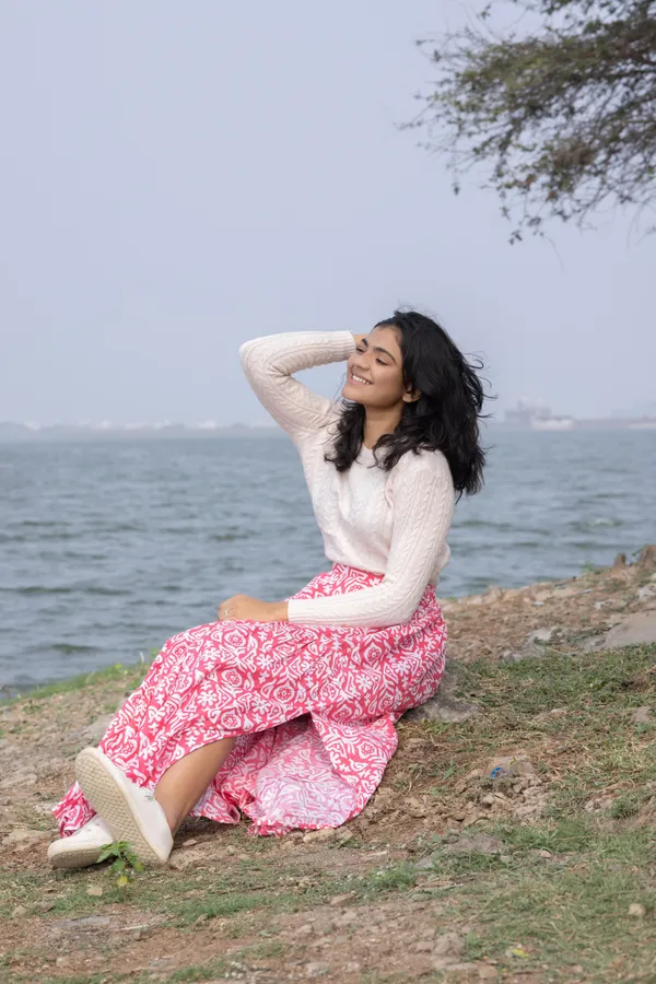 Printed_Maxi_Flared_Sustainable_Pure_Cotton_Skirt_With_Gathers_&_Slit_For_Women