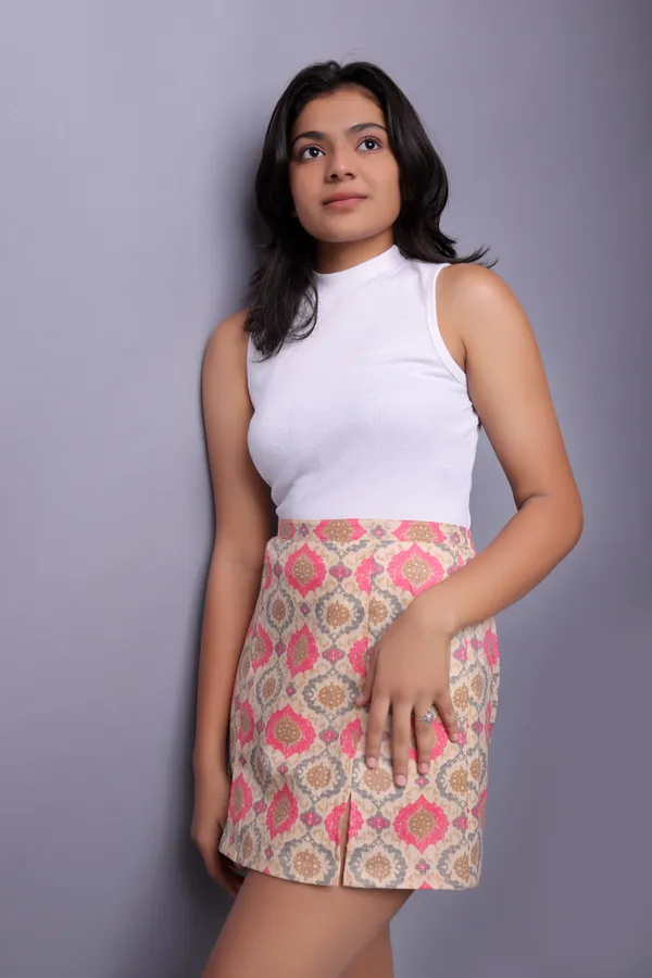 White_Casual_Printed_Skirts_For_Women