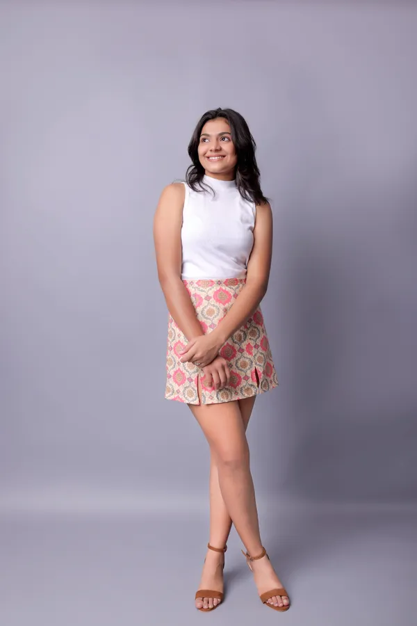 White_Casual_Printed_Skirts_For_Women