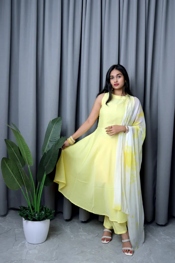 Beautiful_Solid_Yellow_Anarkali_Kurta_Pant_With_Dupatta_For_Women