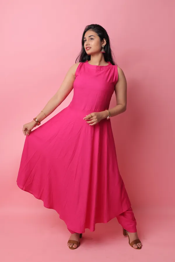Pink_Solid_Cotton_Rayon_Kurta_&_Pants_With_Organza_Dupatta_For_Women