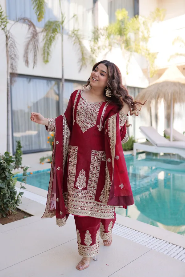 Ruhani_Maroon_Silk_Suit